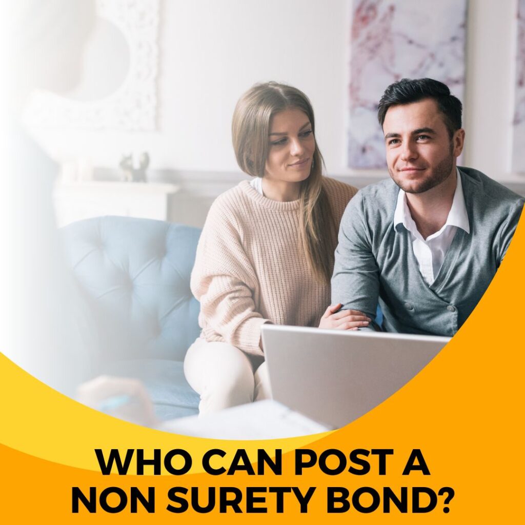 Who can post a non surety bond?- A couple is signing a non-surety bonds.